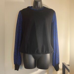 Nanette Lepore Vibrant Blue and Black Patterned shirt